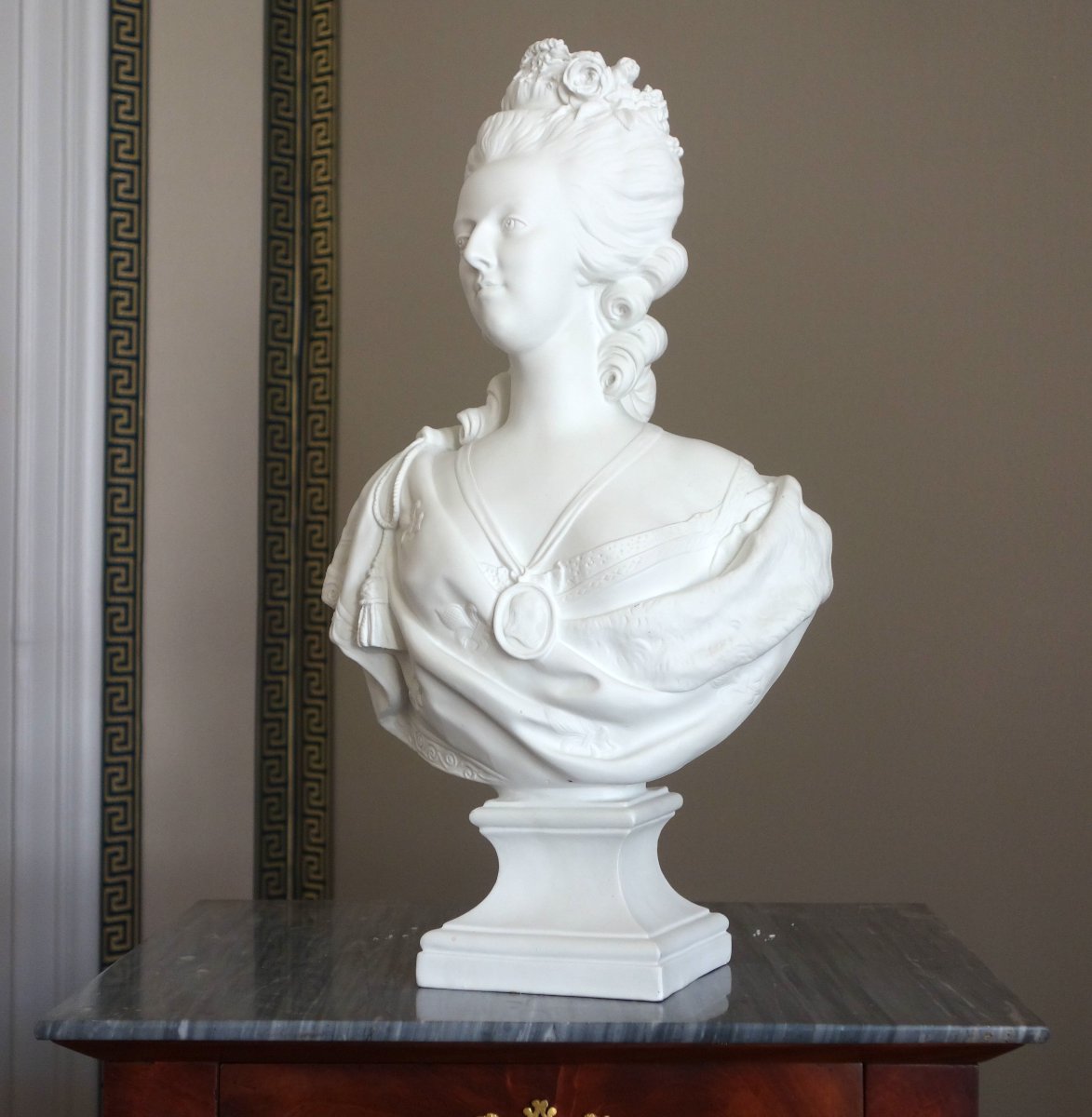 Bust Of Queen Marie Antoinette In Biscuit Porcelain, A Lecomte Design By Samson-photo-4