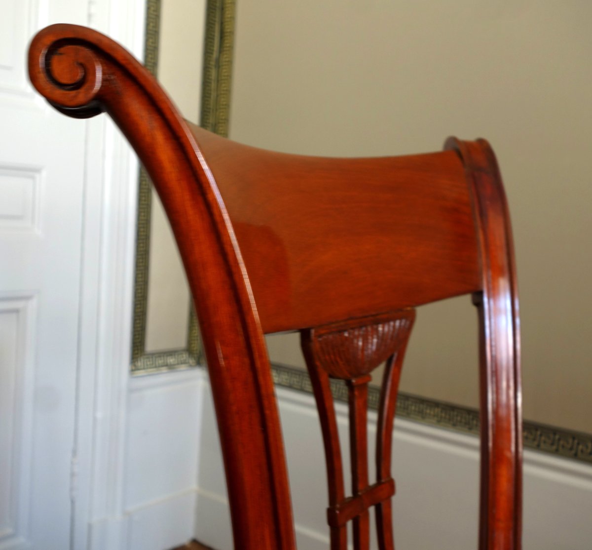 Jean Baptiste Demay - paire de chaises d'époque Directoire en acajou recouvertes de crin cheval-photo-3