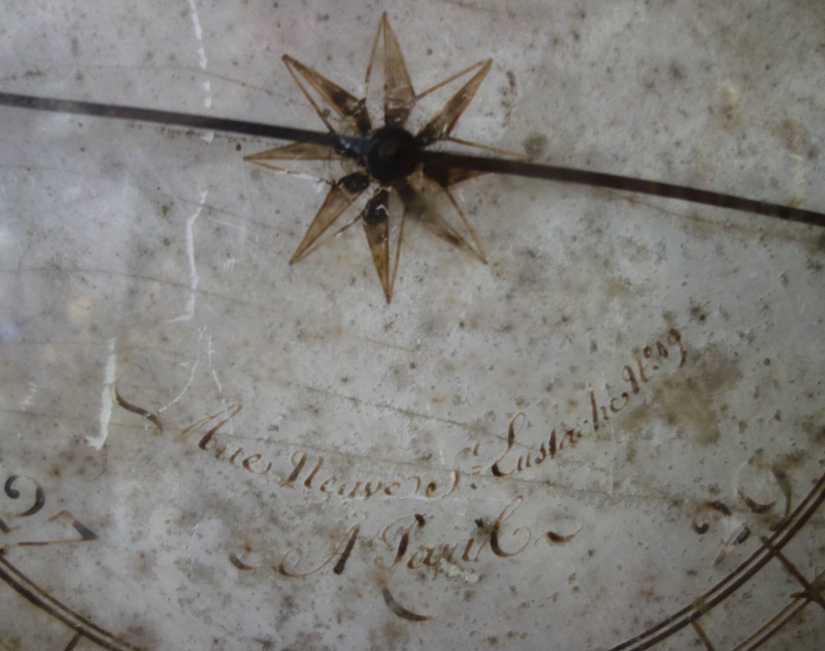 Baromètre en bois sculpté et doré d'époque Louis XVI par Gohin à Paris - fonctionnel et complet-photo-2