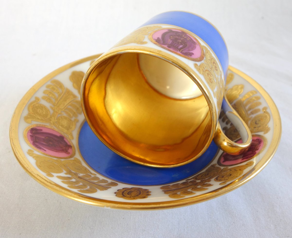 Manufacture Feuillet - Gilt Porcelain Coffee Cup - Circa 1820 - Signed-photo-4