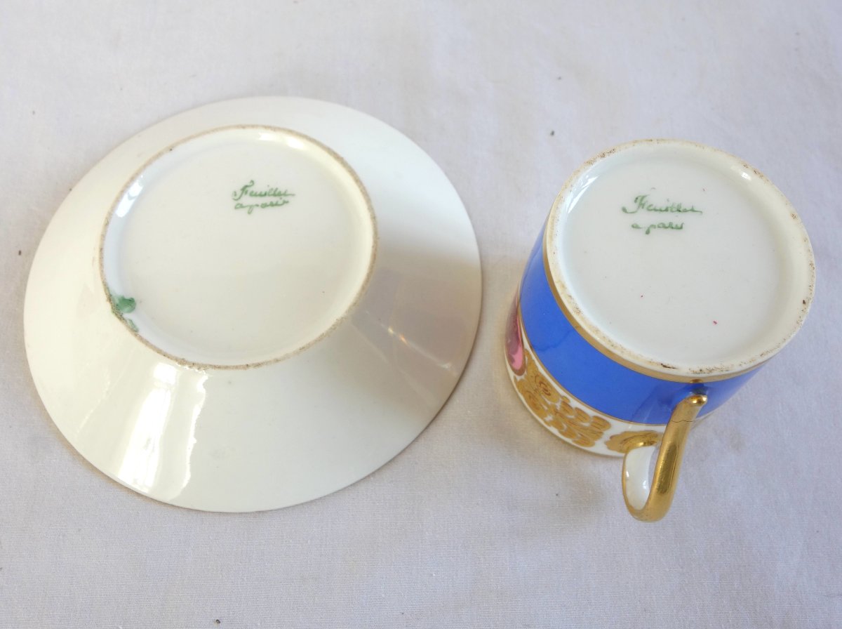 Manufacture Feuillet - Gilt Porcelain Coffee Cup - Circa 1820 - Signed-photo-6