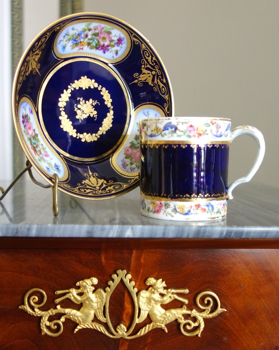 Sèvres Porcelain Manufactory: 18th-century "litron" Coffee Cup—polychrome And Gold Decoration