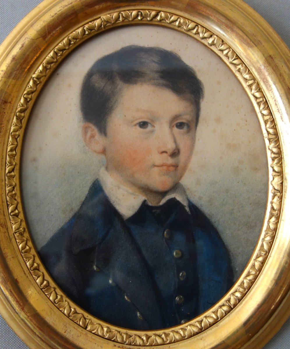 Portrait pastel d'un jeune garçon, époque XIXe siècle - Napoleon III-photo-1
