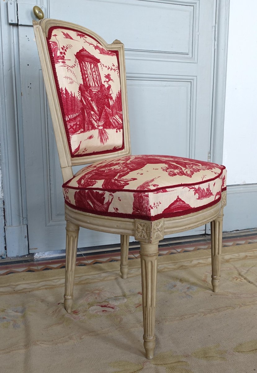 Claude Séné: Louis XVI-era Living Room Furniture, Stamped Armchairs And Cabriolet Chairs-photo-6