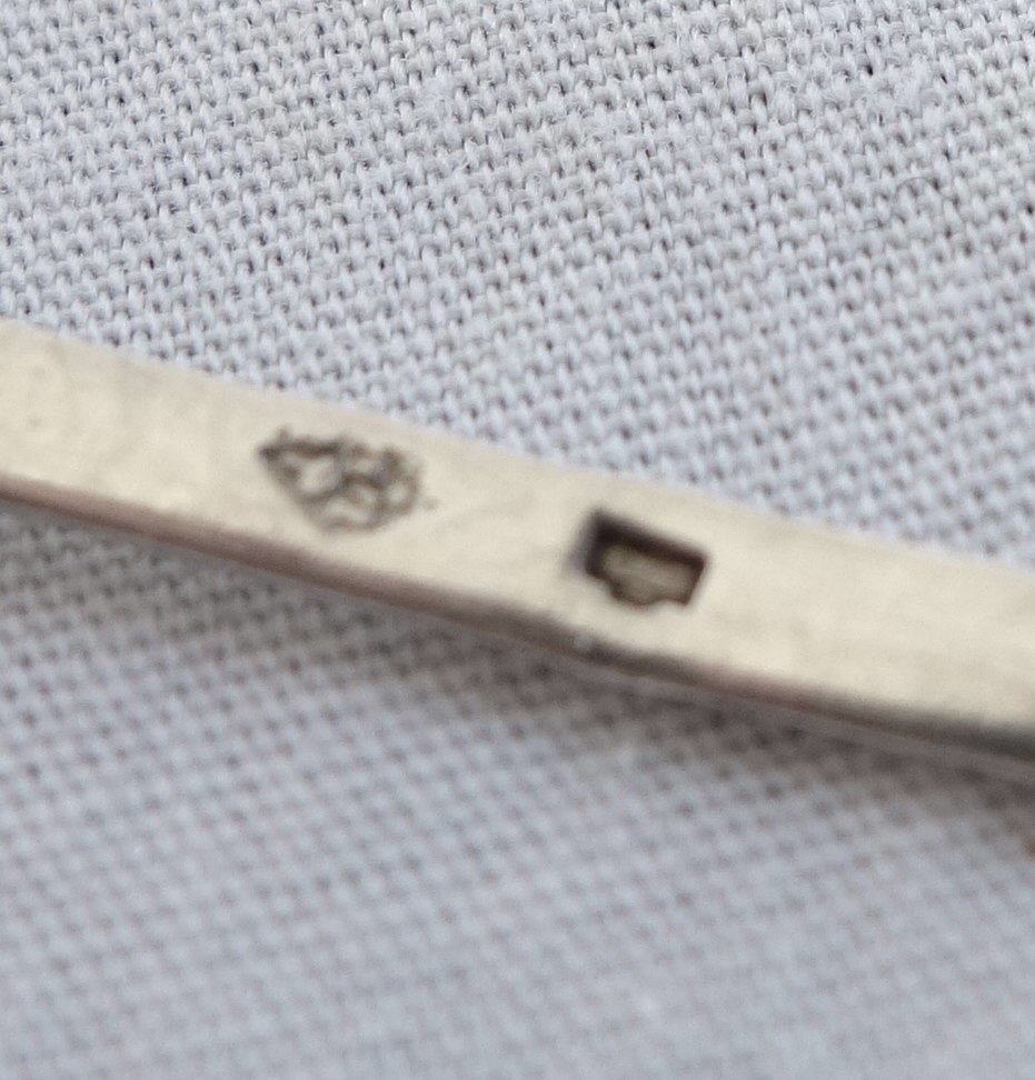 Paire de cuillères pour moutardiers ou salières 18e en argent massif d'époque début 19e siècle -photo-1