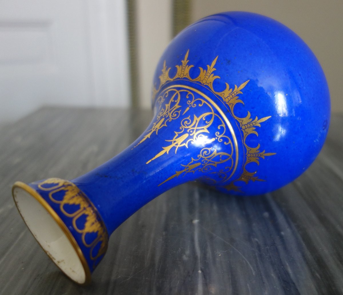Sèvres Imperial Porcelain Manufactory - Turkish-style Vase - Blue And Gold Porcelain - Signed And Dated 1861-photo-4