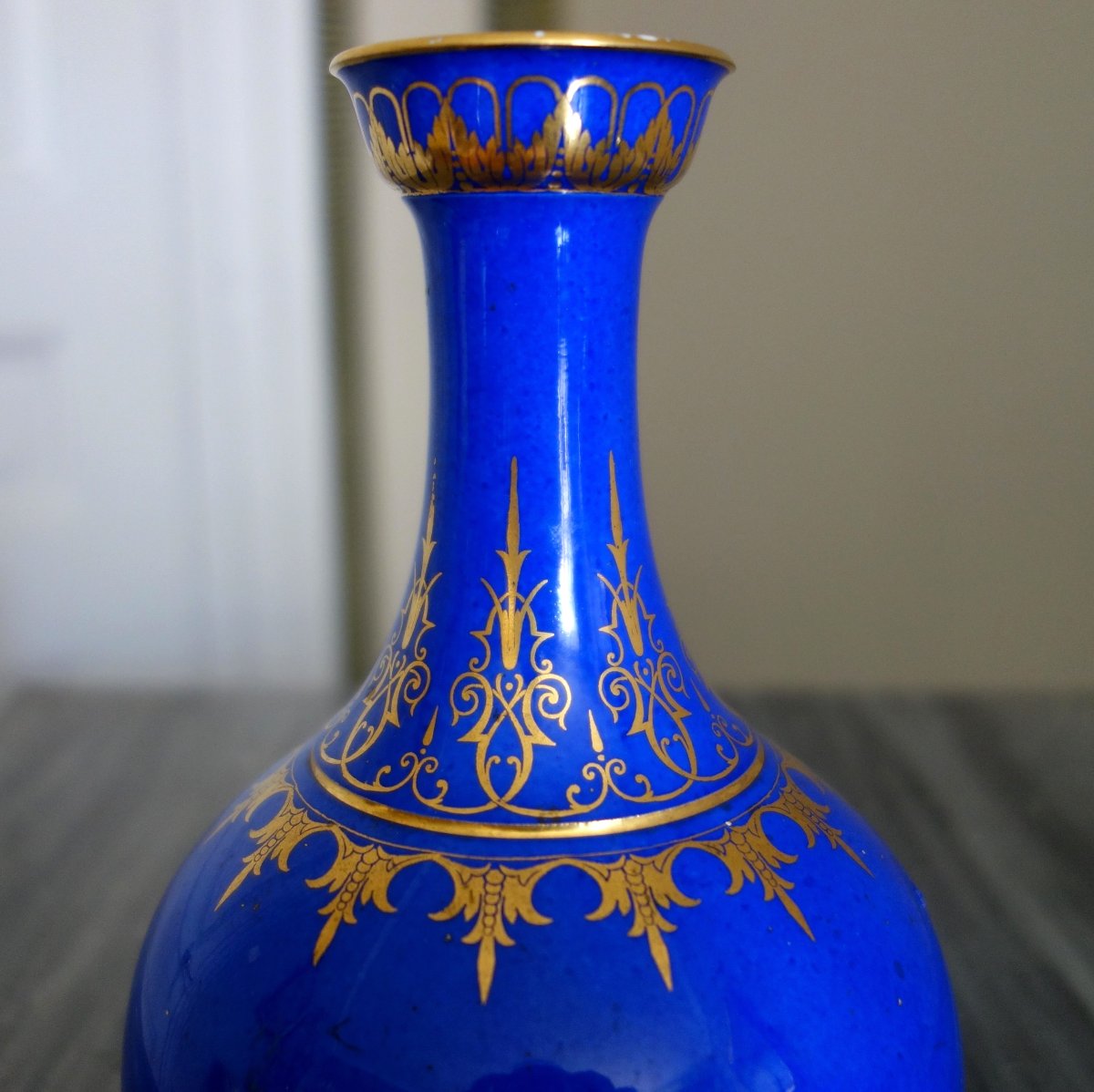 Sèvres Imperial Porcelain Manufactory - Turkish-style Vase - Blue And Gold Porcelain - Signed And Dated 1861-photo-1