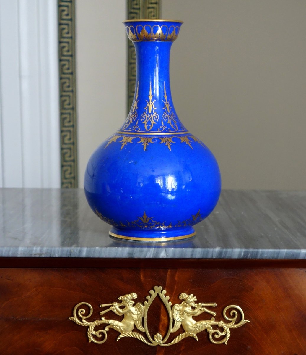Sèvres Imperial Porcelain Manufactory - Turkish-style Vase - Blue And Gold Porcelain - Signed And Dated 1861