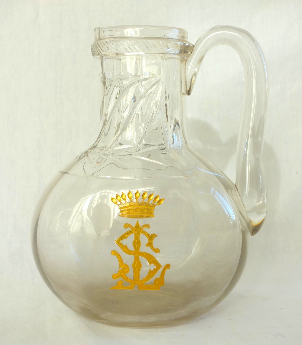 Saint Louis - Pair Of Plain Cluny-style Water Pitchers Engraved With A Count's Crown-photo-3