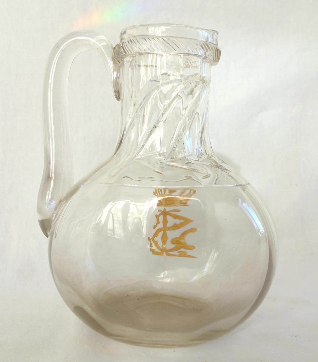 Saint Louis - Pair Of Plain Cluny-style Water Pitchers Engraved With A Count's Crown-photo-2
