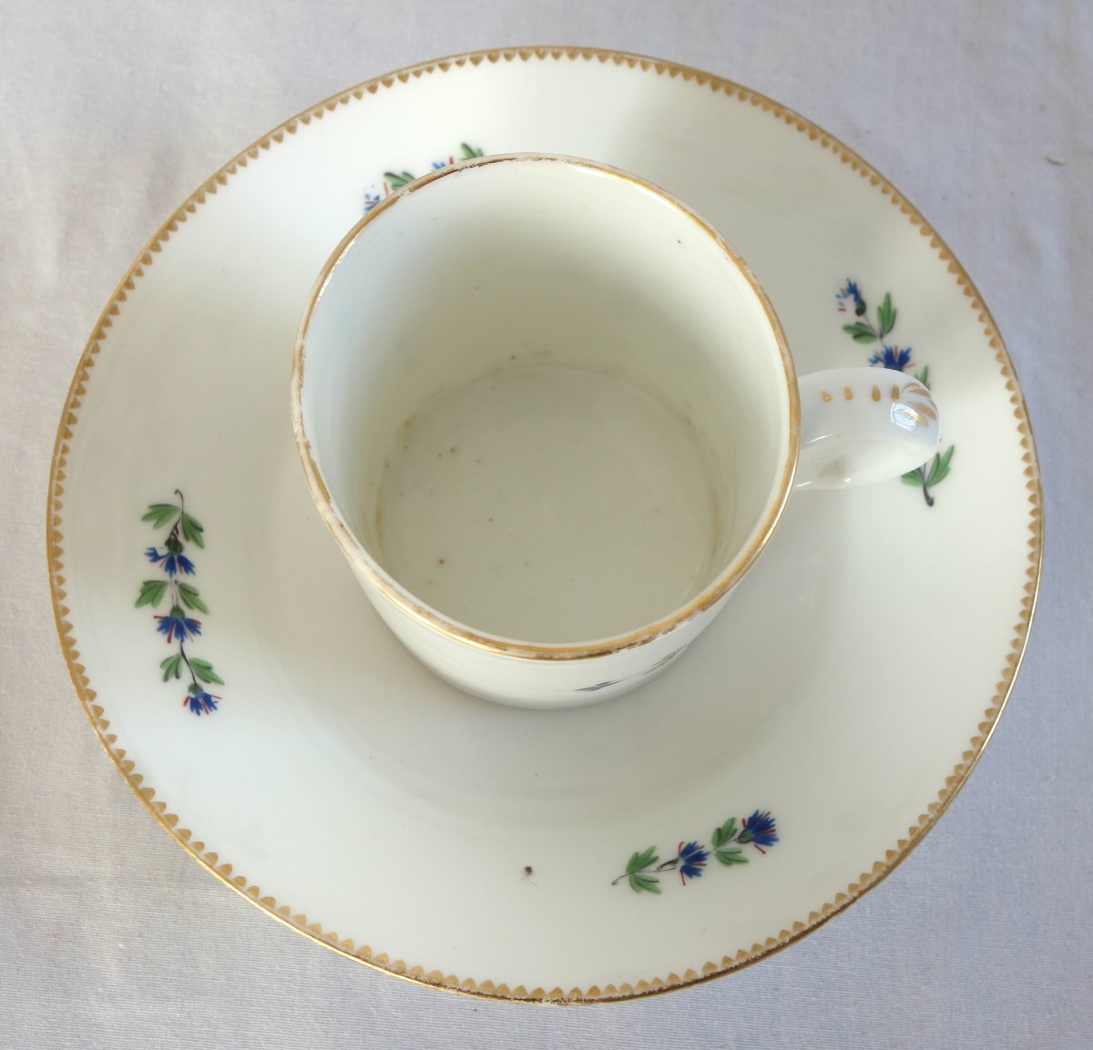 Manufacture du Duc d'Angoulême - Tasse litron aux Barbeaux en porcelaine XVIIIe signée-photo-3