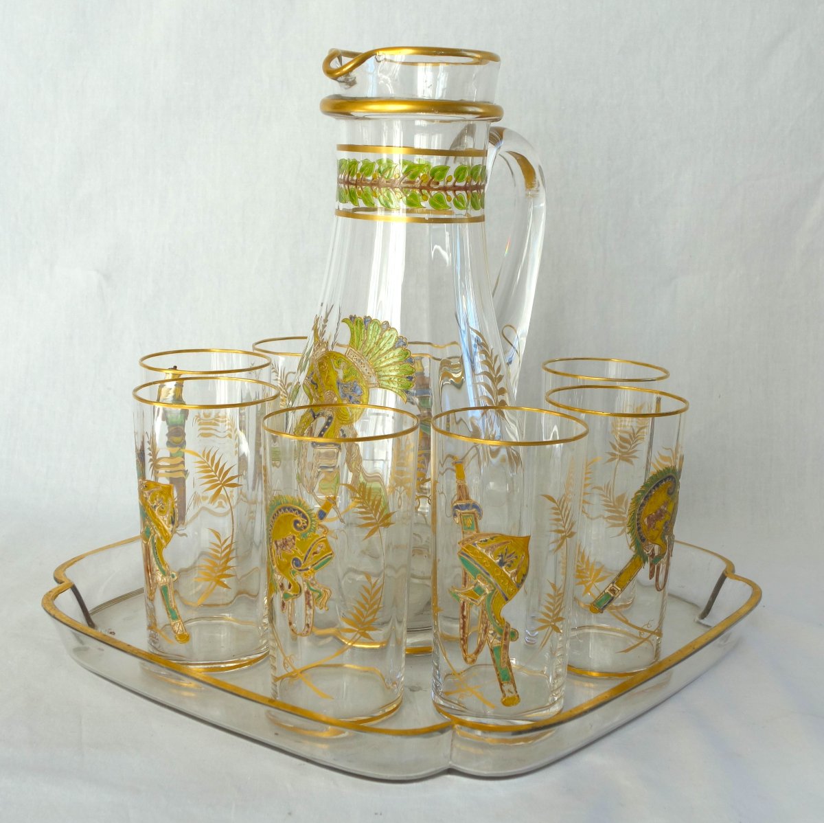 Baccarat - Etruscan-style Beer Set In Enameled And Gilded Crystal, Circa 1900-photo-2
