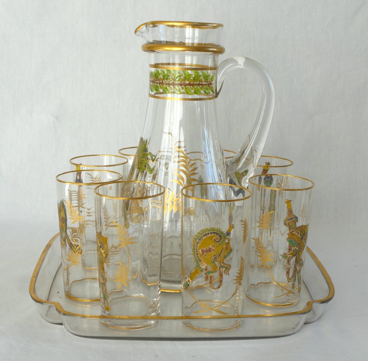 Baccarat - Etruscan-style Beer Set In Enameled And Gilded Crystal, Circa 1900-photo-3