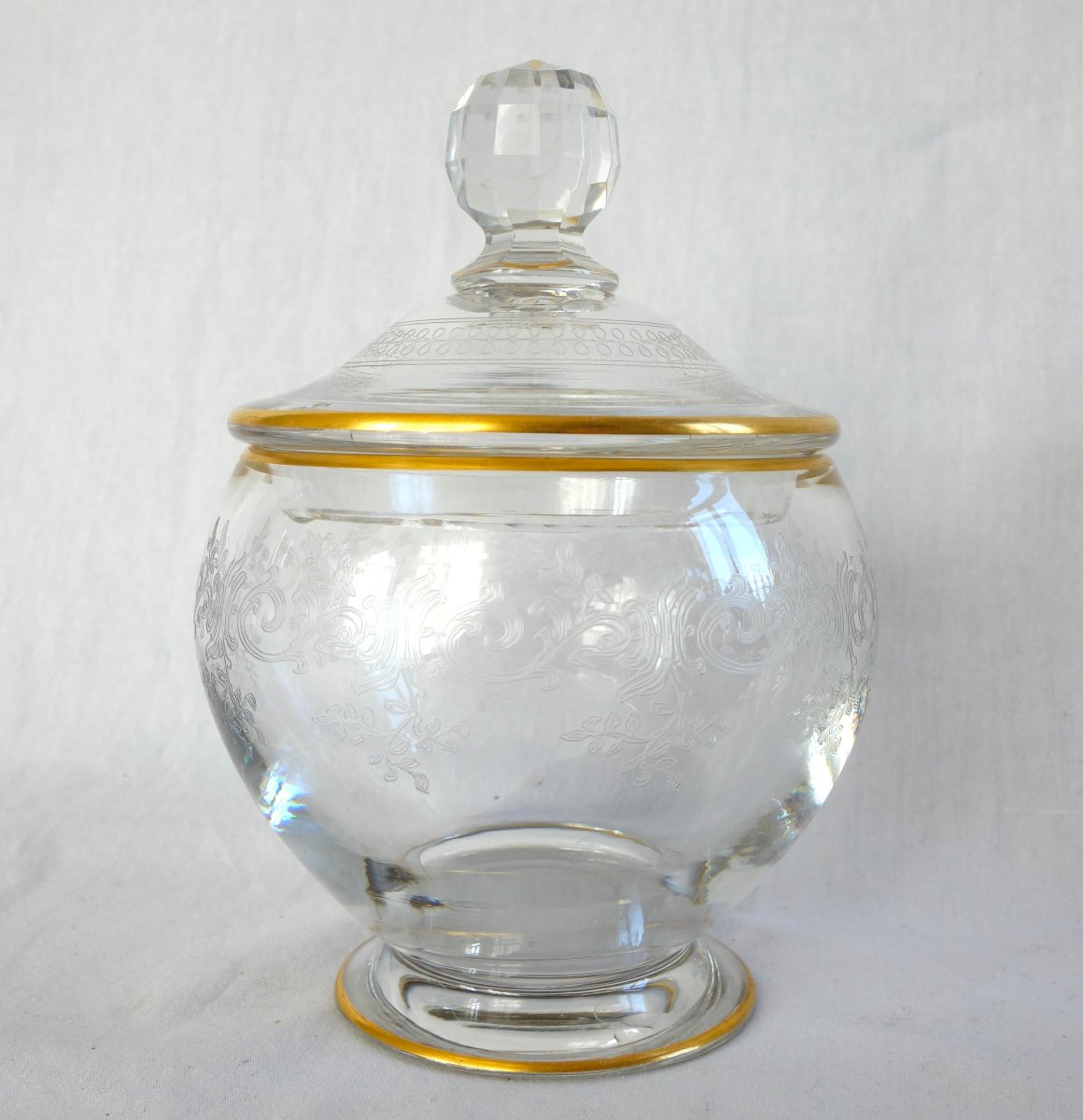 Baccarat, 6-piece Water Glass Set / Night Set In Crystal With A Gilded Récamier Sévigné Design-photo-5