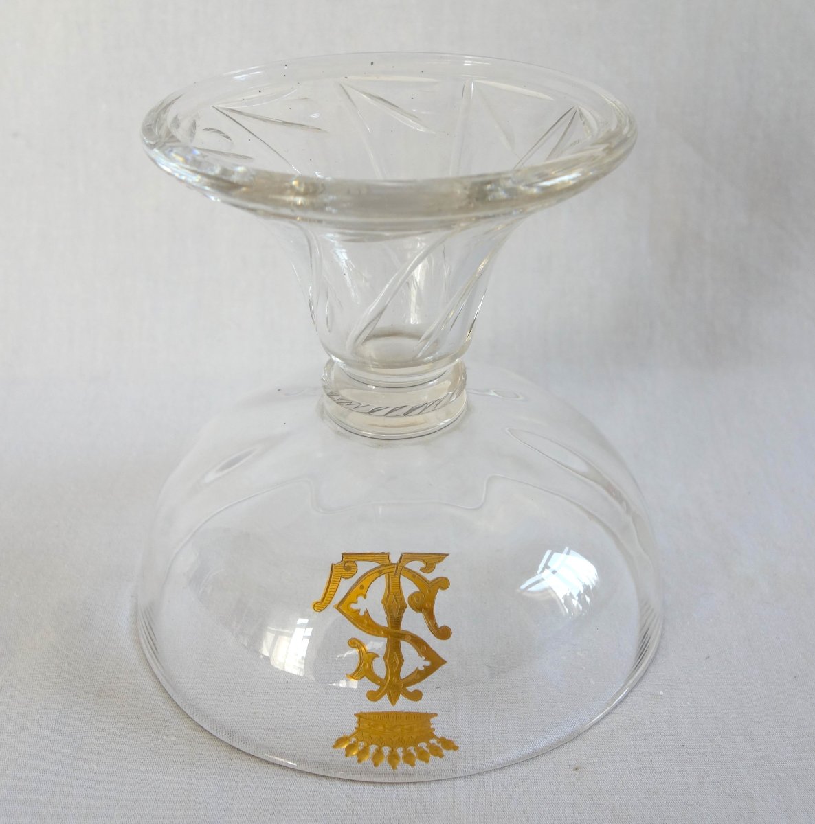 Saint Louis - Set Of 10 Cluny-style Champagne Flutes, Plain With Gold Engraving And A Count's Crown -photo-3