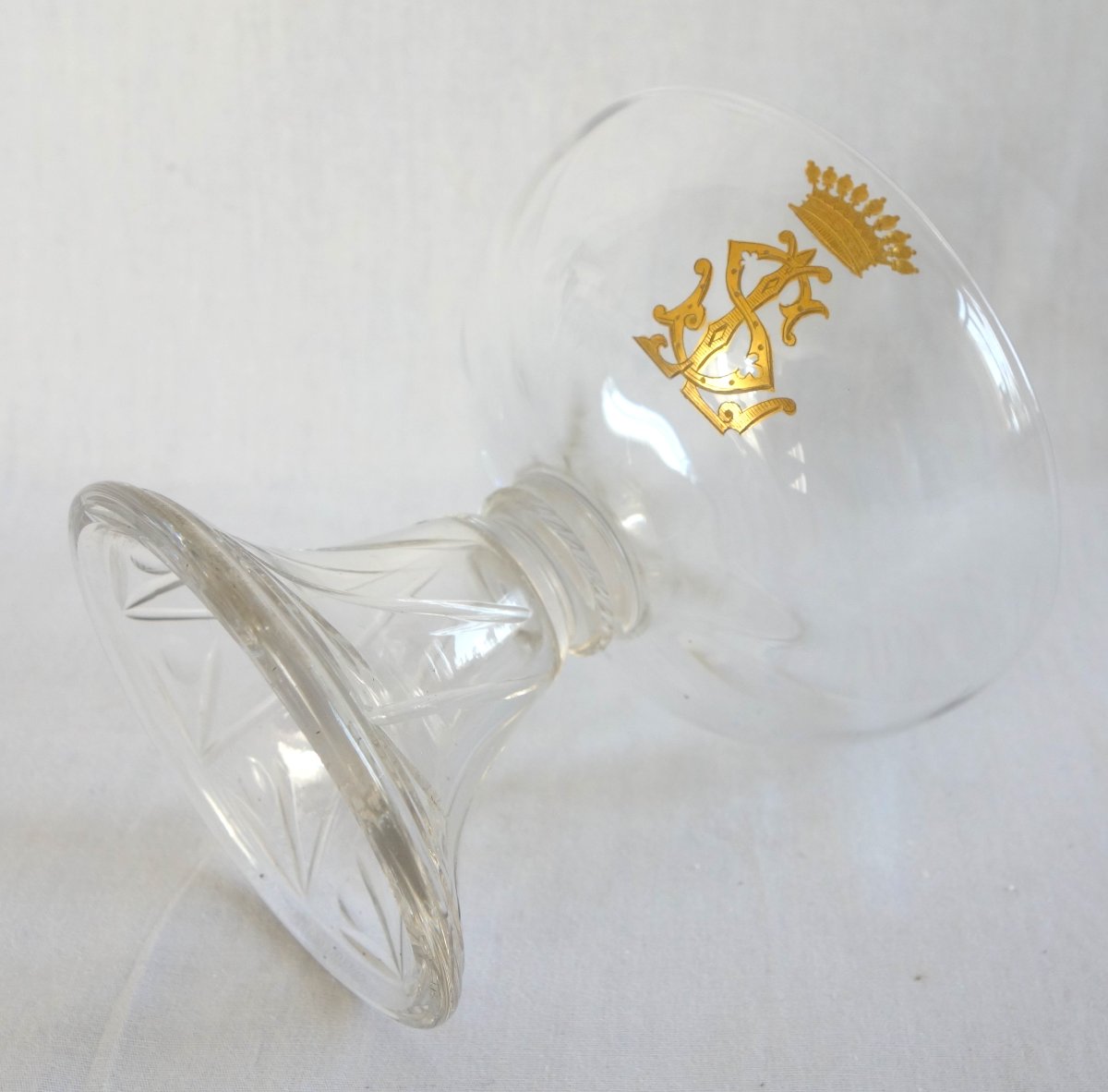 Saint Louis - Set Of 10 Cluny-style Champagne Flutes, Plain With Gold Engraving And A Count's Crown -photo-4