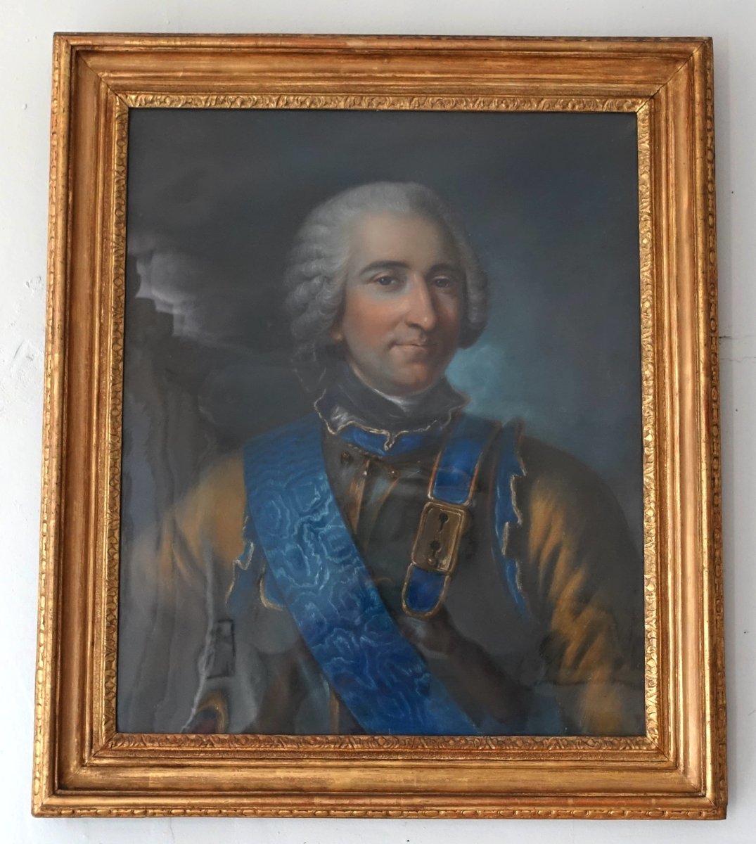 Claude Pougins De Saint Aubin - Pastel Portrait Of The Count Of Guerchy-photo-3
