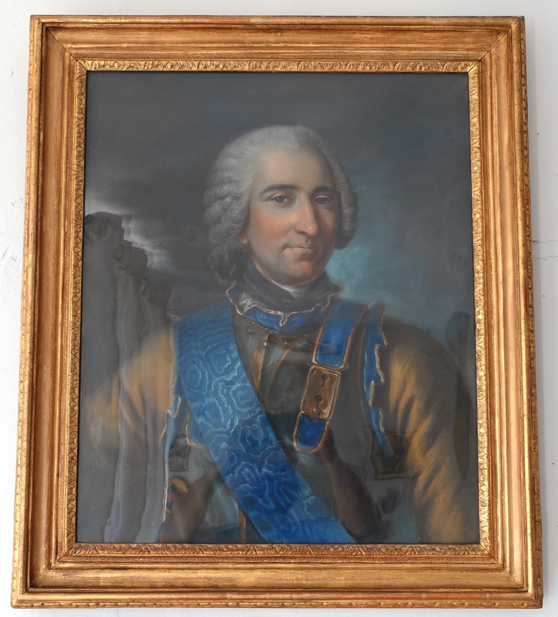 Claude Pougins De Saint Aubin - Pastel Portrait Of The Count Of Guerchy