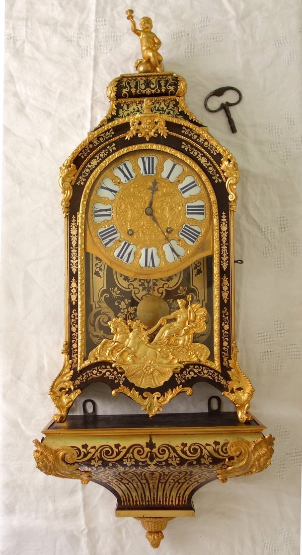 Large Pendulum Clock And Its Louis XIV-era Console Table By Jean Varin, Featuring Boulle Marquetry-photo-2