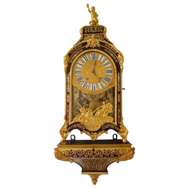 Large Pendulum Clock And Its Louis XIV-era Console Table By Jean Varin, Featuring Boulle Marquetry