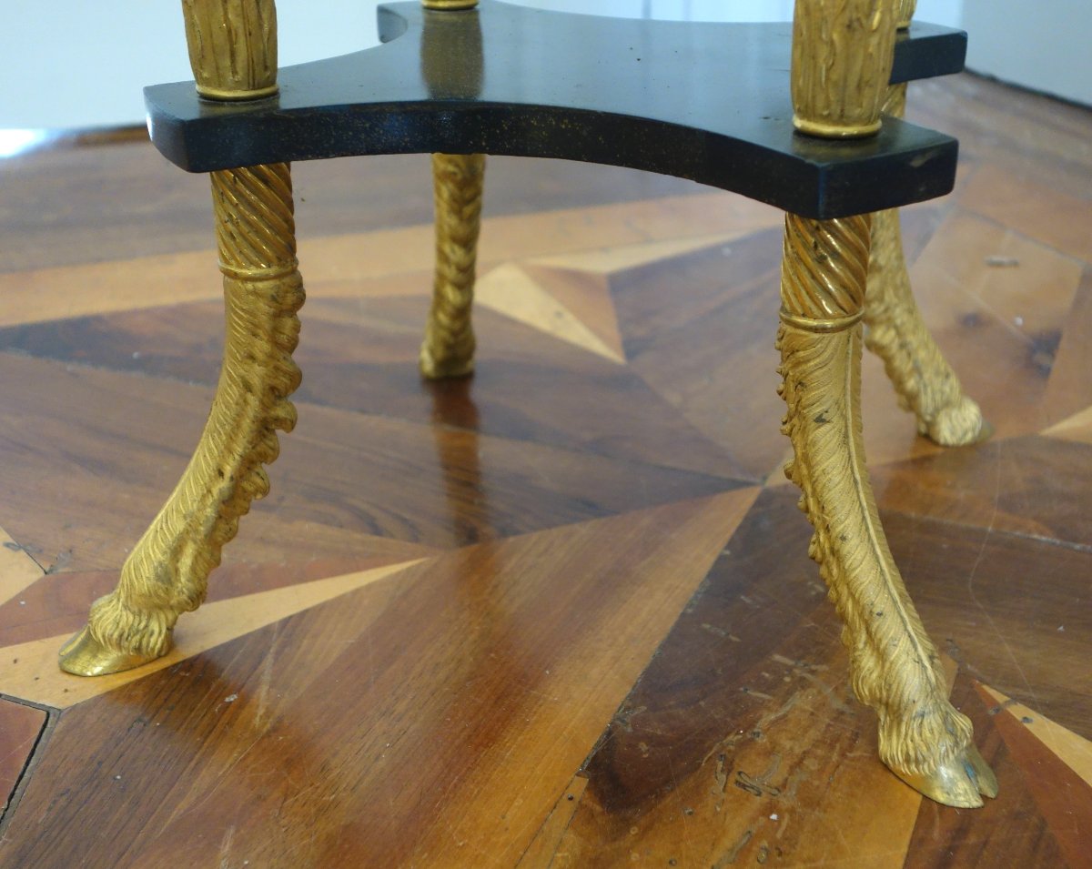 Athenienne-style Pedestal Table In Aventurine Lacquer And Gilded Bronze, Based On A Design By Weisweiler, Circa 1880-photo-5