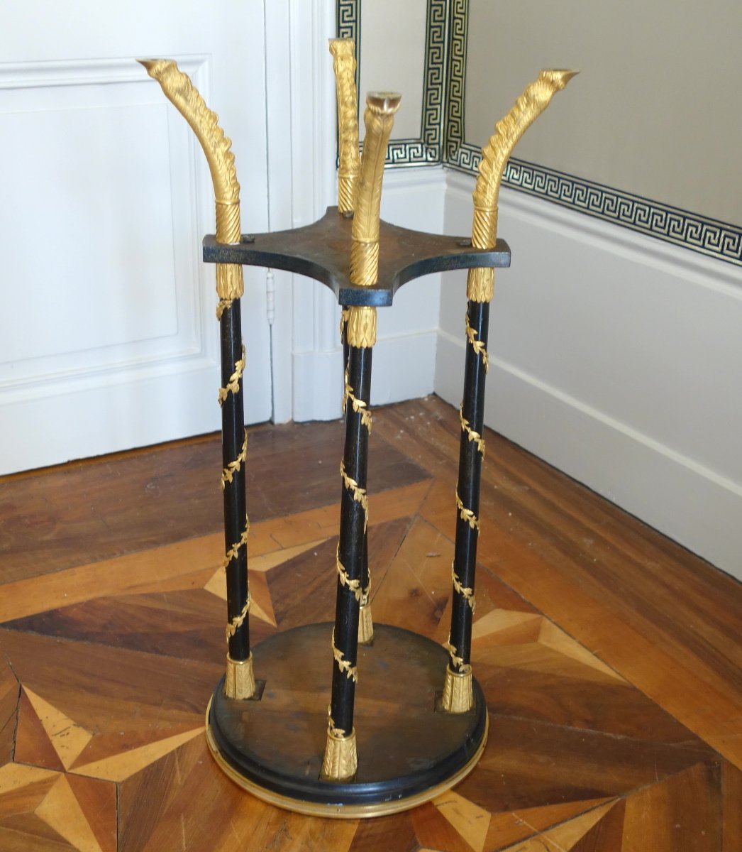 Athenienne-style Pedestal Table In Aventurine Lacquer And Gilded Bronze, Based On A Design By Weisweiler, Circa 1880-photo-7