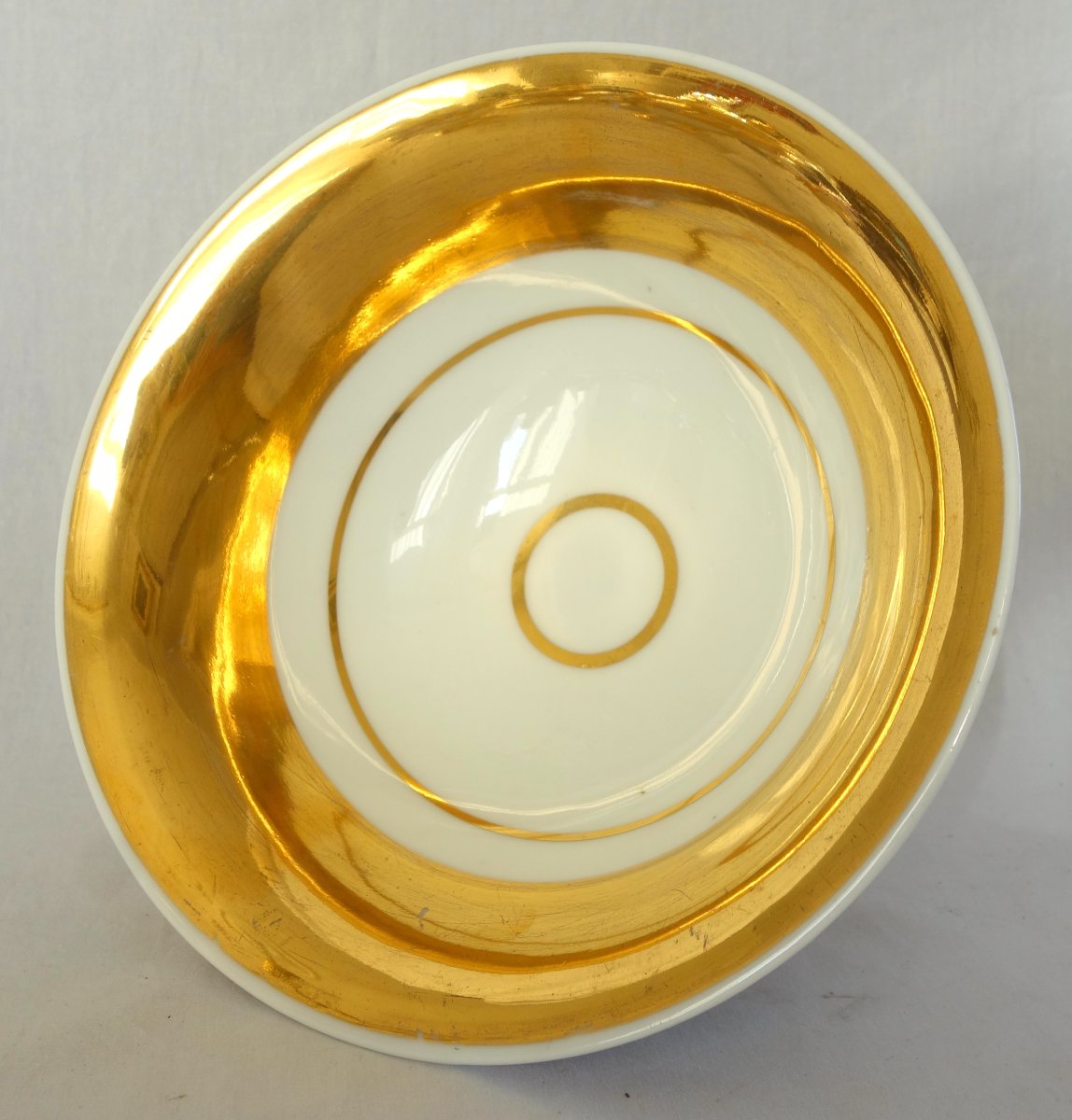 Service à café complet pour 8, porcelaine dorée florale, époque Empire Restauration - 12 pièces-photo-4