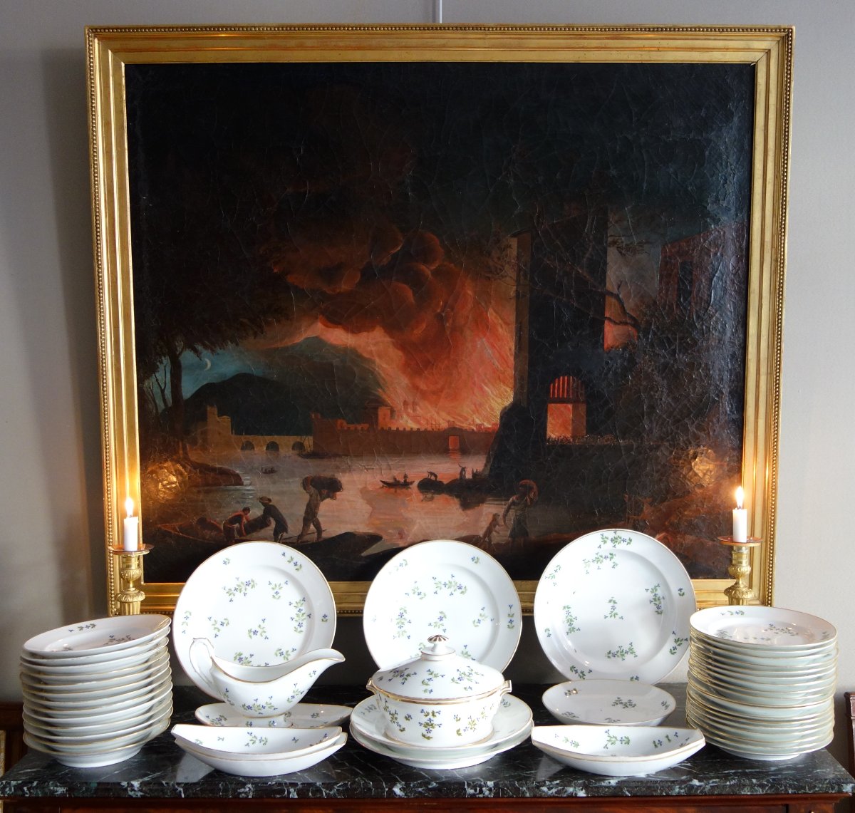 Dihl & Guerhard Manufactory - Barbeaux Tableware Set - 43 Pieces - Empire Period-photo-7