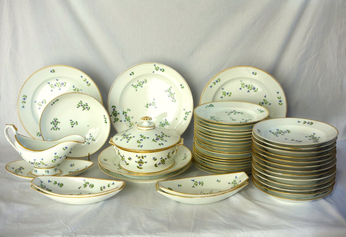 Dihl & Guerhard Manufactory - Barbeaux Tableware Set - 43 Pieces - Empire Period