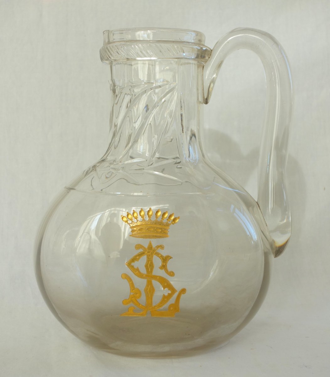 Saint Louis - Glassware Set For 8, 28 Pieces, Cluny Model, Plain With Gold Engraving Featuring A Count's Crown -photo-7