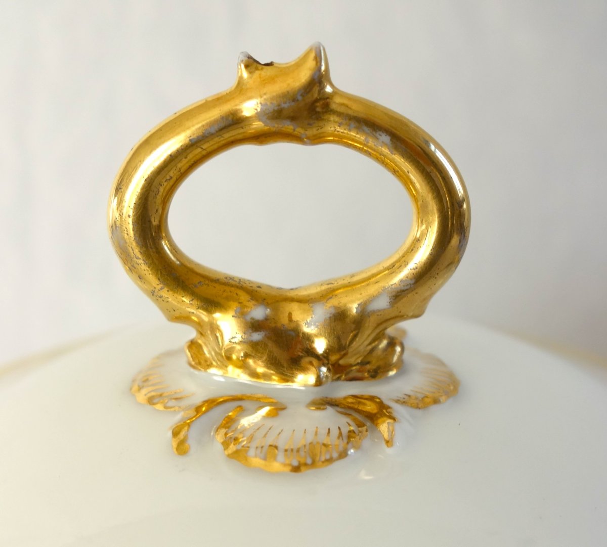 White And Gold Paris Porcelain Soup Bowl, Circa 1830-photo-3