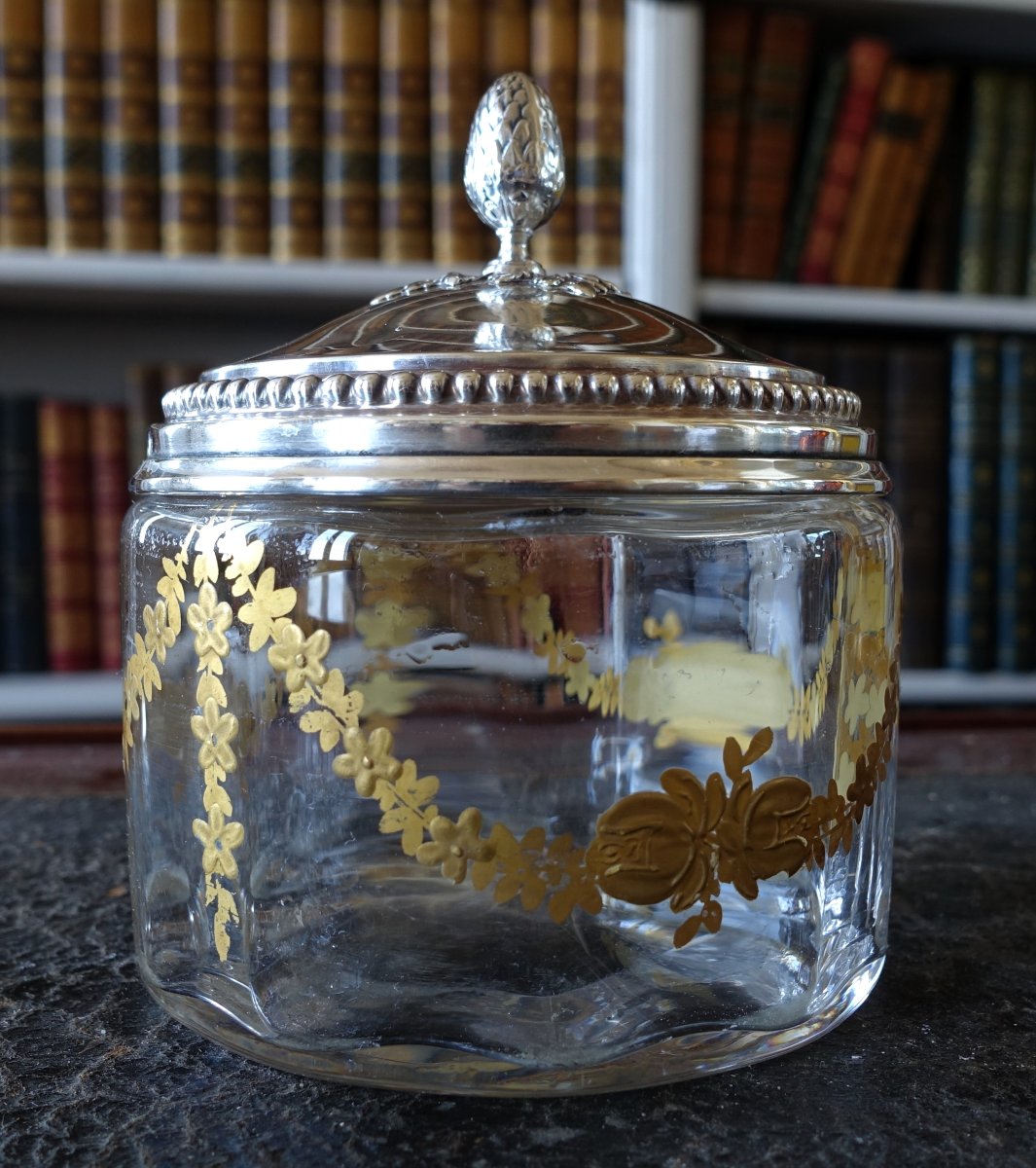 Baccarat And Puiforcat—large Box In Gilded Crystal With A Solid Silver Minerve Lid-photo-3