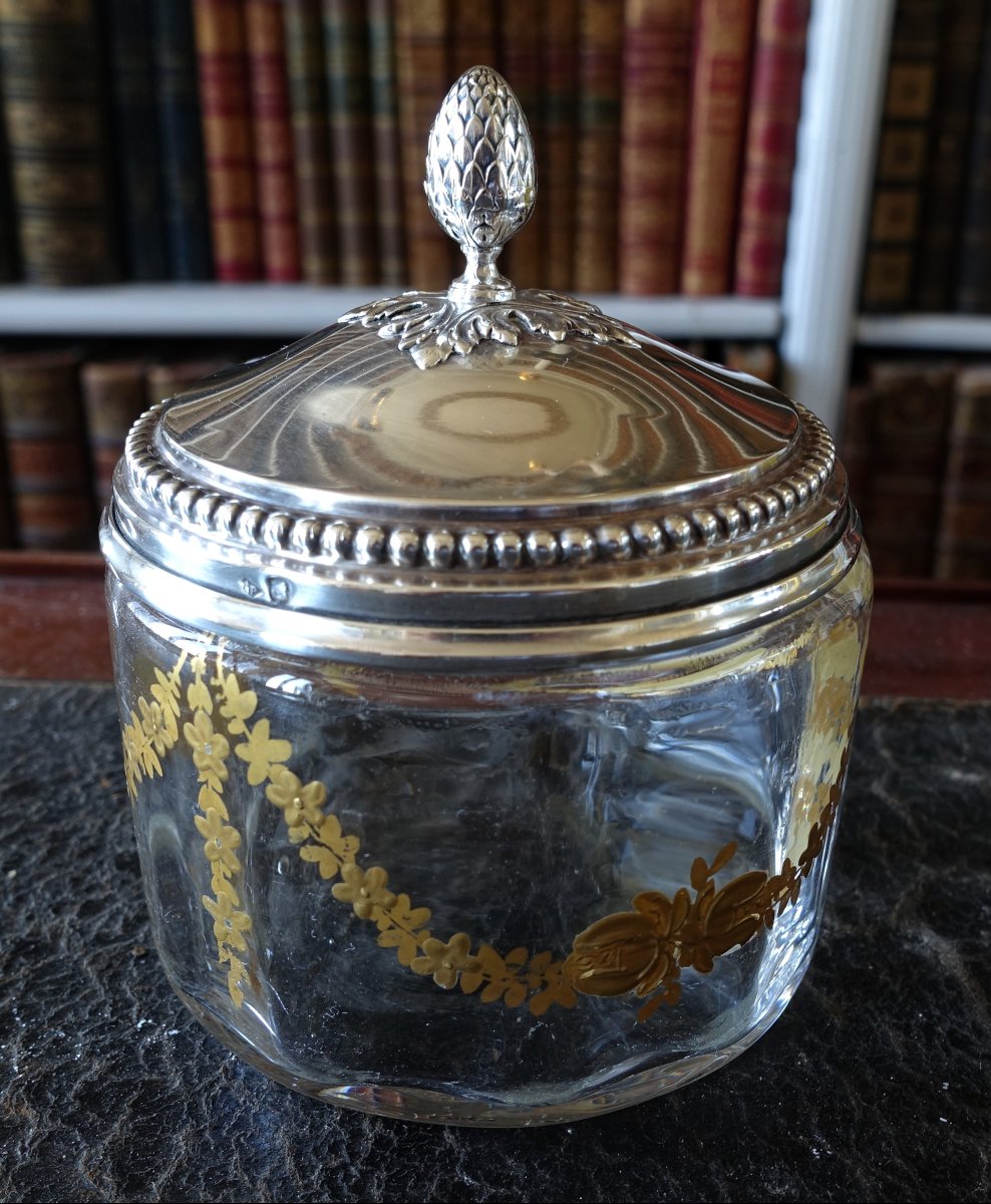 Baccarat And Puiforcat—large Box In Gilded Crystal With A Solid Silver Minerve Lid-photo-1