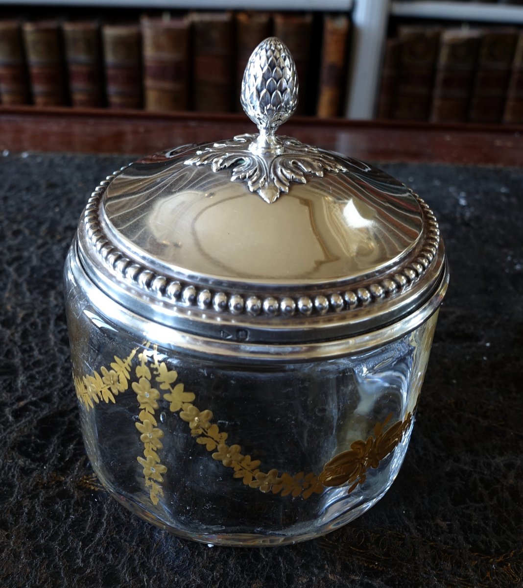 Baccarat And Puiforcat—large Box In Gilded Crystal With A Solid Silver Minerve Lid-photo-2