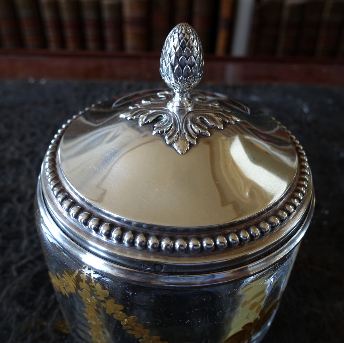 Baccarat And Puiforcat—large Box In Gilded Crystal With A Solid Silver Minerve Lid-photo-3