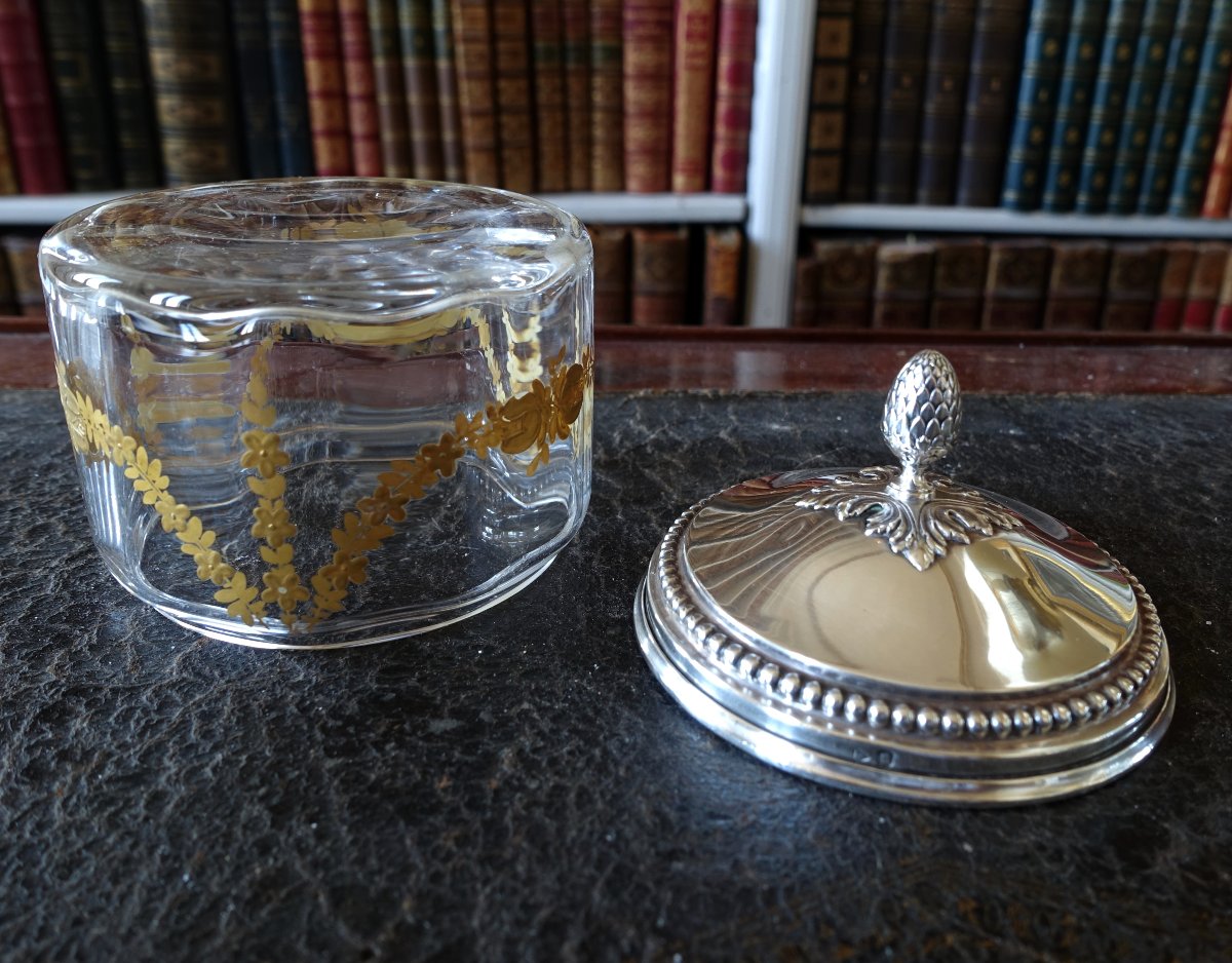 Baccarat And Puiforcat—large Box In Gilded Crystal With A Solid Silver Minerve Lid-photo-7