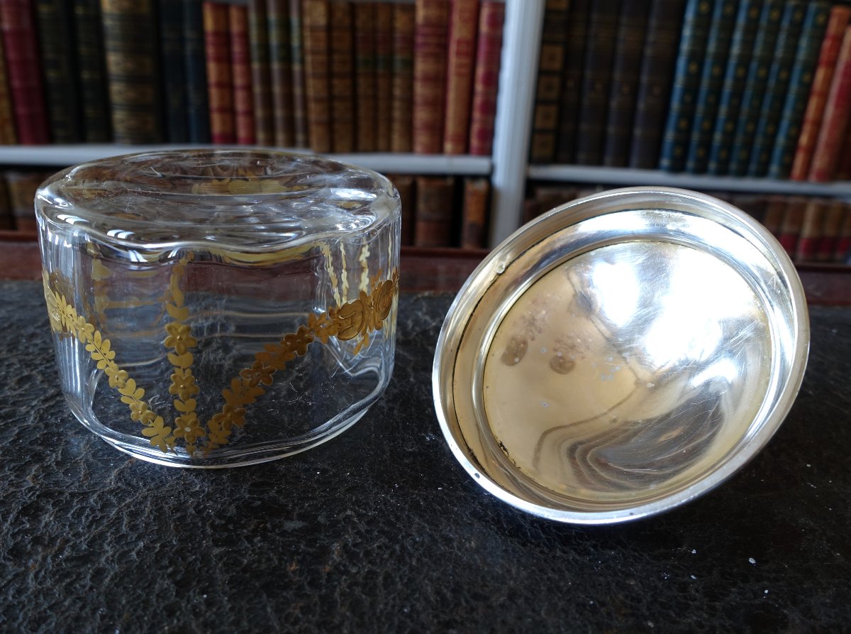 Baccarat And Puiforcat—large Box In Gilded Crystal With A Solid Silver Minerve Lid-photo-8