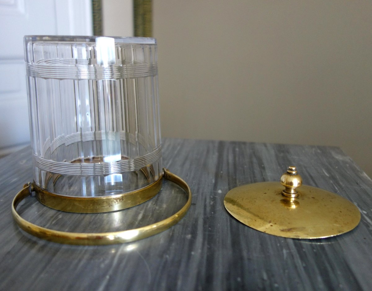 Baccarat - Cut Crystal Cookie Jar - Chicago Model From The 1916 Catalog-photo-1