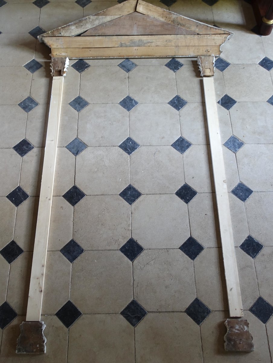 Chambranle, entourage de porte néoclassique d'époque Restauration vers 1820 - bois laqué -photo-4