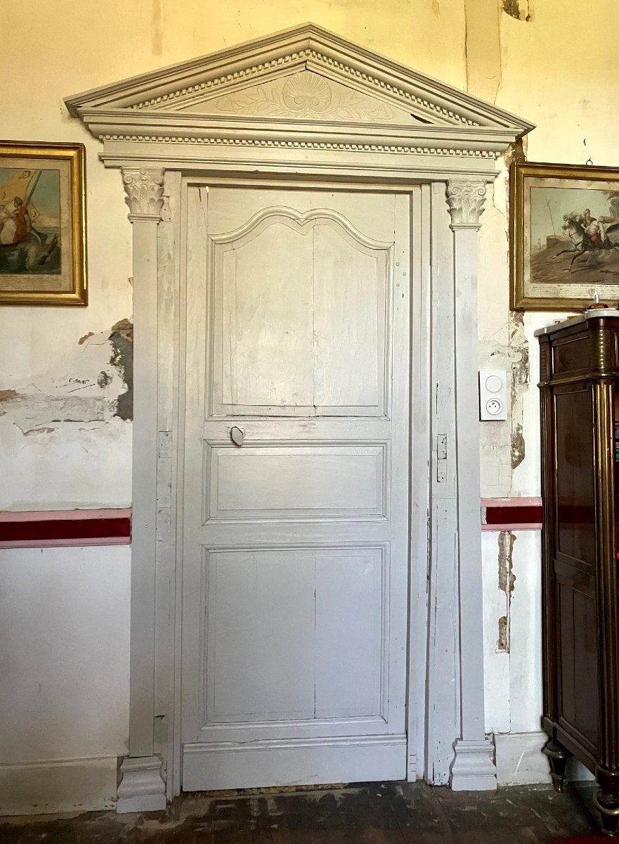 Chambranle, entourage de porte néoclassique d'époque Restauration vers 1820 - bois laqué -photo-5