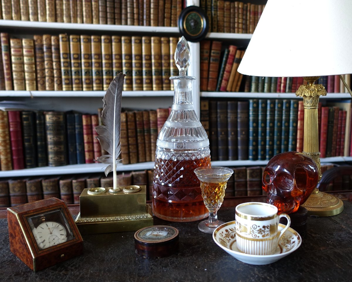 Le Creusot : carafe à vin / carafe à whisky taillée, époque Empire Restauration vers 1810 - 20-photo-7
