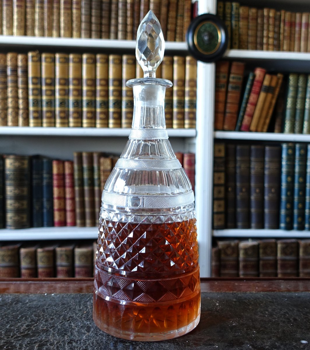 Le Creusot : carafe à vin / carafe à whisky taillée, époque Empire Restauration vers 1810 - 20