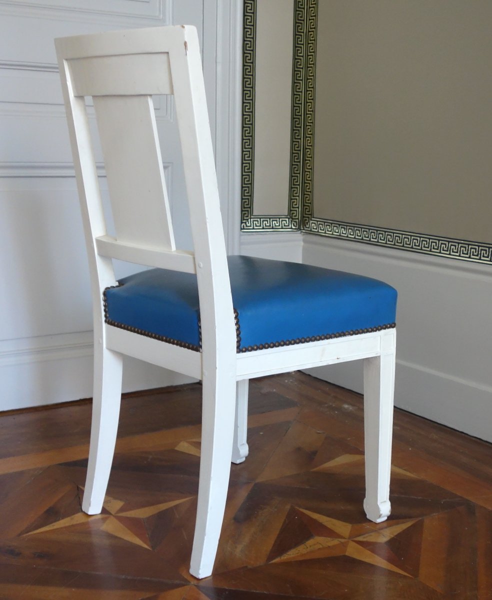 Suite de 8 chaises de salle à manger en bois laqué d'époque Empire-photo-4