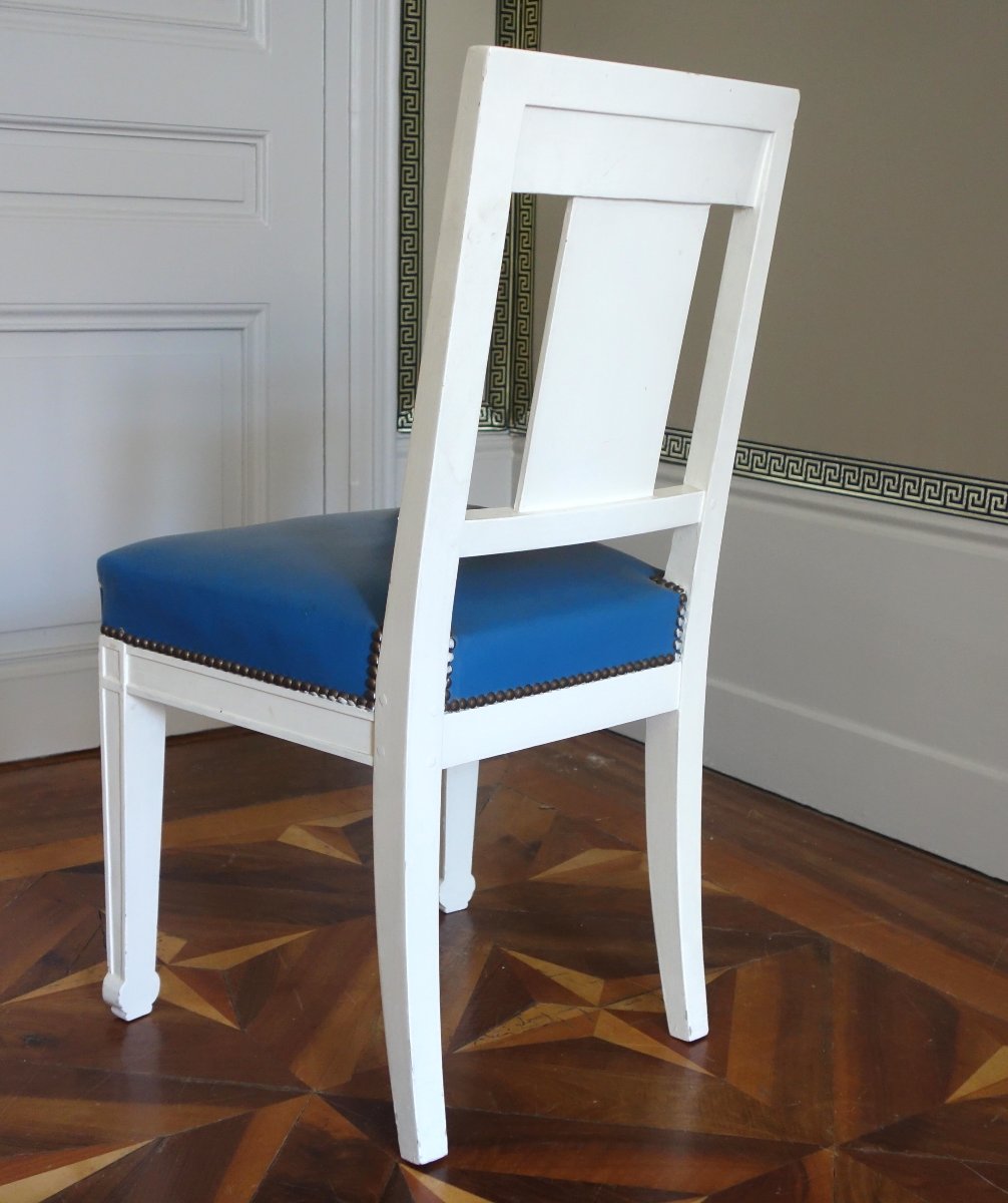 Suite de 8 chaises de salle à manger en bois laqué d'époque Empire-photo-5