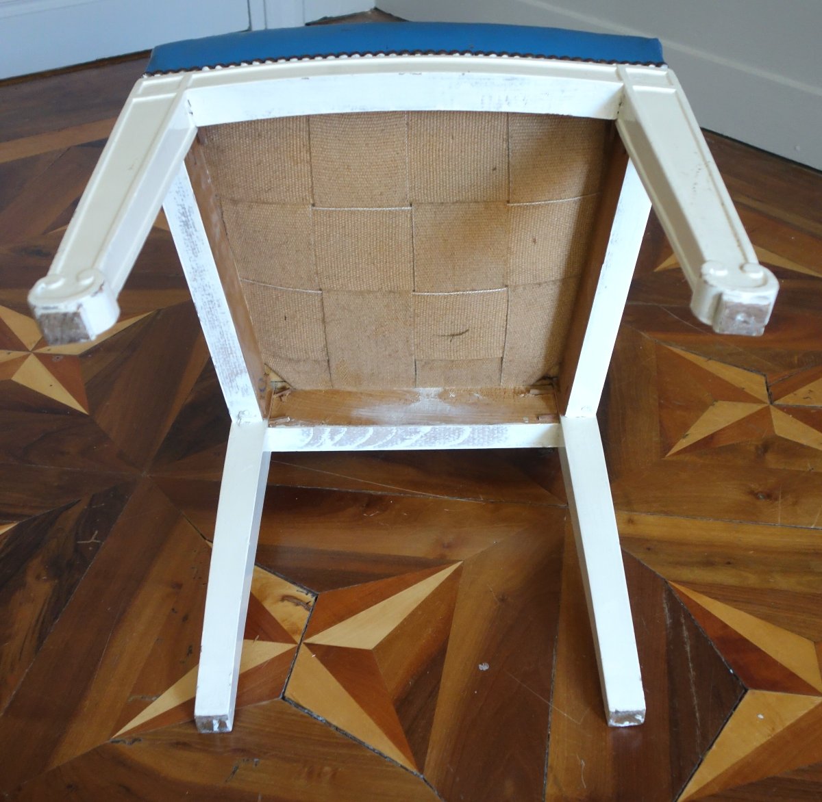 Suite de 8 chaises de salle à manger en bois laqué d'époque Empire-photo-6