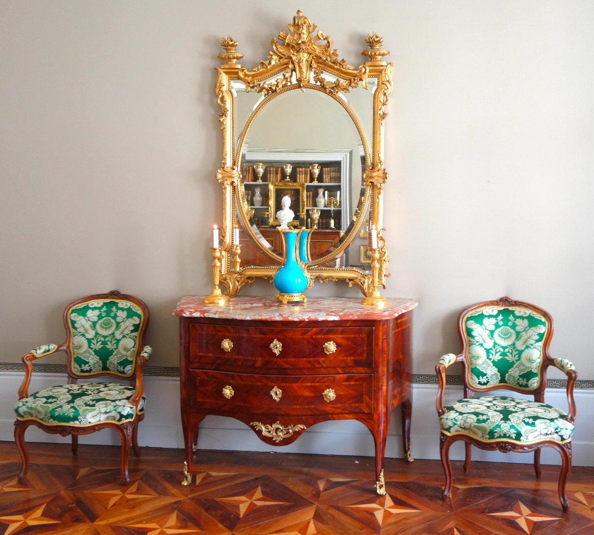 Exceptional Napoleon III-era Mirror With Glazing Beads, Made Of Wood Gilded With Gold Leaf-photo-7
