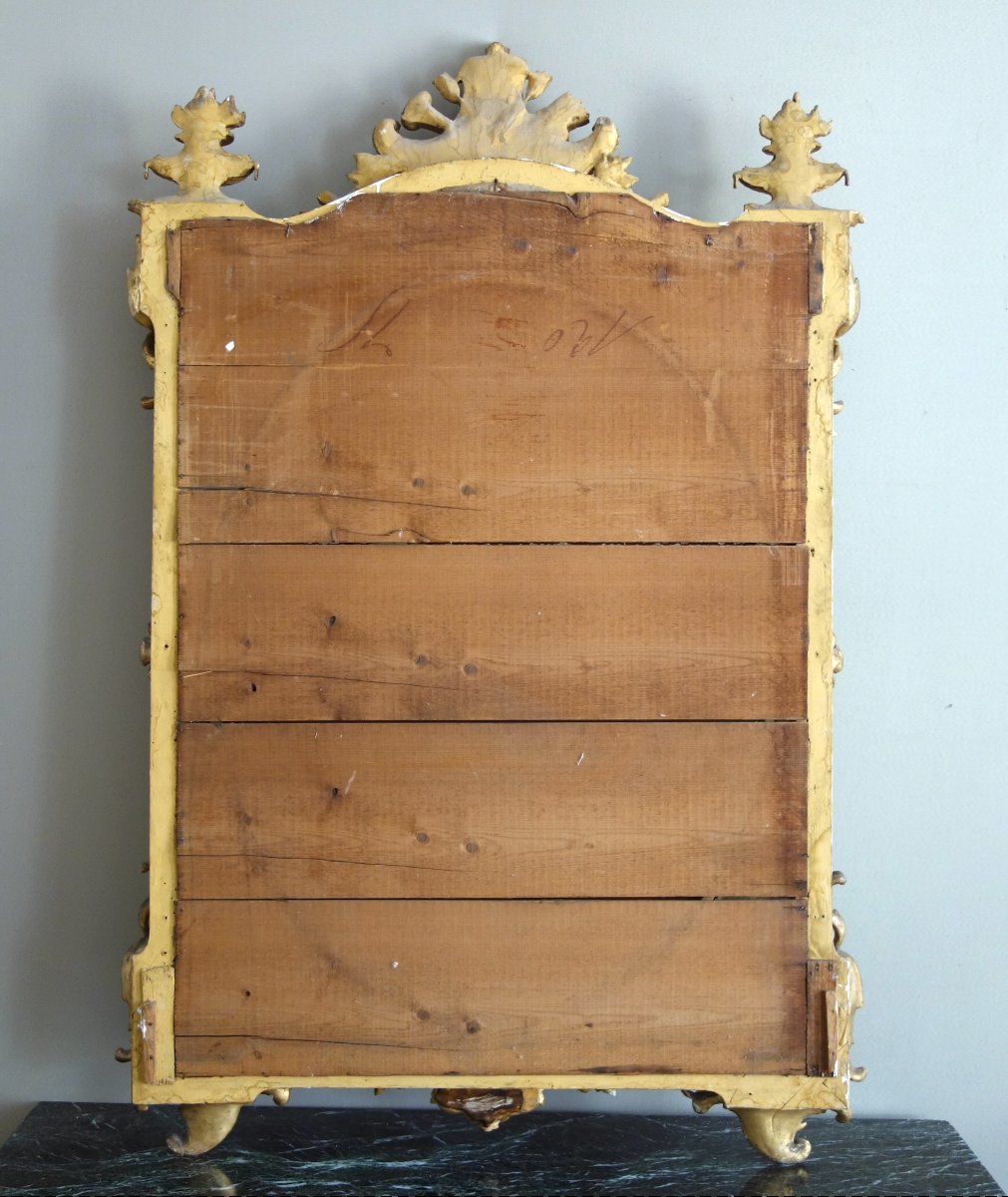 Exceptional Napoleon III-era Mirror With Glazing Beads, Made Of Wood Gilded With Gold Leaf-photo-8