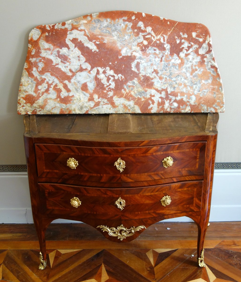 Hubert Hansen: Louis XV-era Chest Of Drawers With Satinwood Veneer—stamped-photo-5