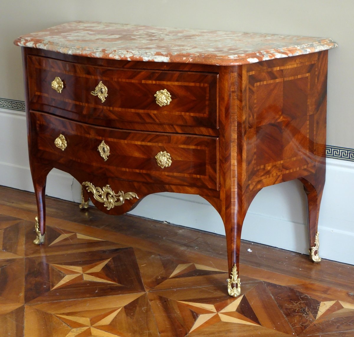Hubert Hansen: Louis XV-era Chest Of Drawers With Satinwood Veneer—stamped