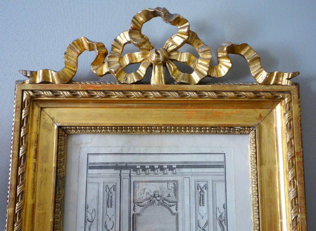 18th Century Engraving : Project For A Louis XVI Mantel In A Beautiful Gilt Frame-photo-2